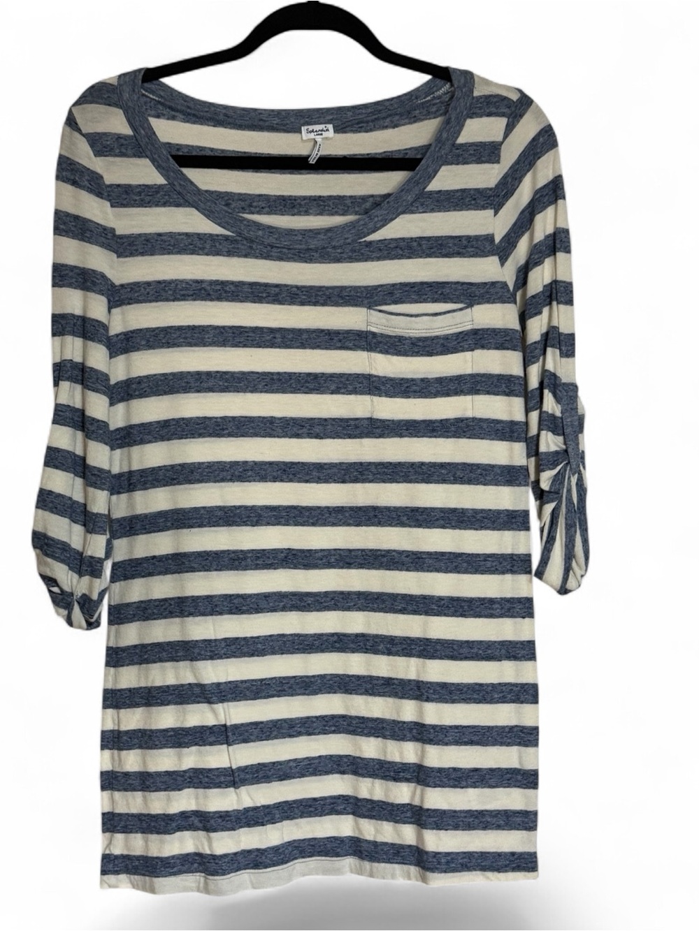 Splendid Soft Striped Pocket Tee Coastal Nautical Blue Cream